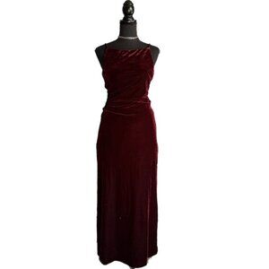 Burgundy velvet vintage maxi dress